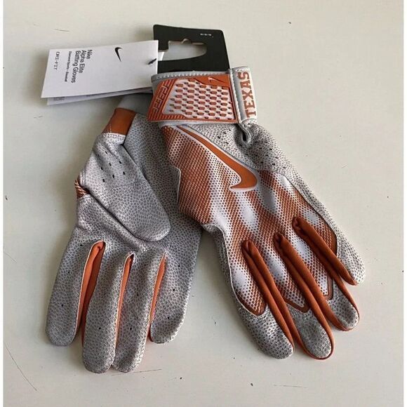 Nike Alpha Elite Batting Baseball Gloves Texas Longhorns FB4193- 052 Men’s Sz M - Picture 1 of 11